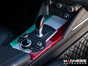 Alfa Romeo Stelvio Center Console Trim Set - Carbon Fiber - Two Piece Kit - Italian Theme - Pre '20 - Feroce Carbon 